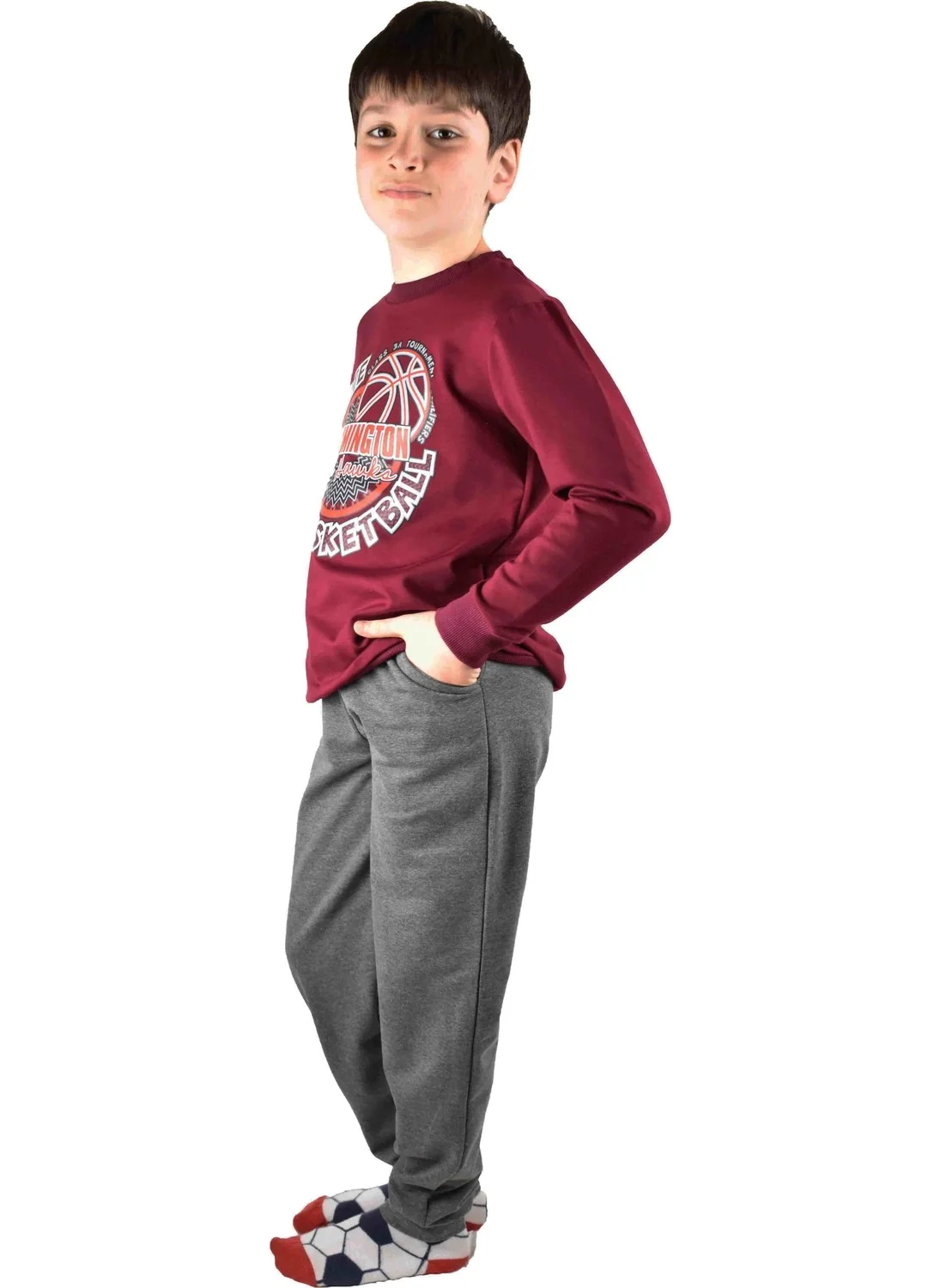 Bluence Men's Waiter Printed Claret Red Cotton Tracksuit Set
