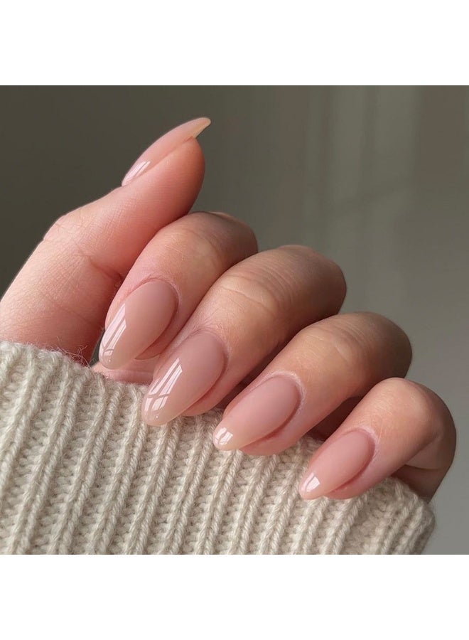 THEMIDI. Press On Nails Almond Shape Nude Pink Glossy Natural Look Artificial Nails Set Full Cover Fake Nails Reusable Stick On Nails Acrylic Nails Kit Soft Gel Nails Elegant Minimalist Nails for Women Daily Wear Office Wedding Party Fashion Nails Salon Style Long Lasting Nails with Nail File & Jelly Glue - Image 2