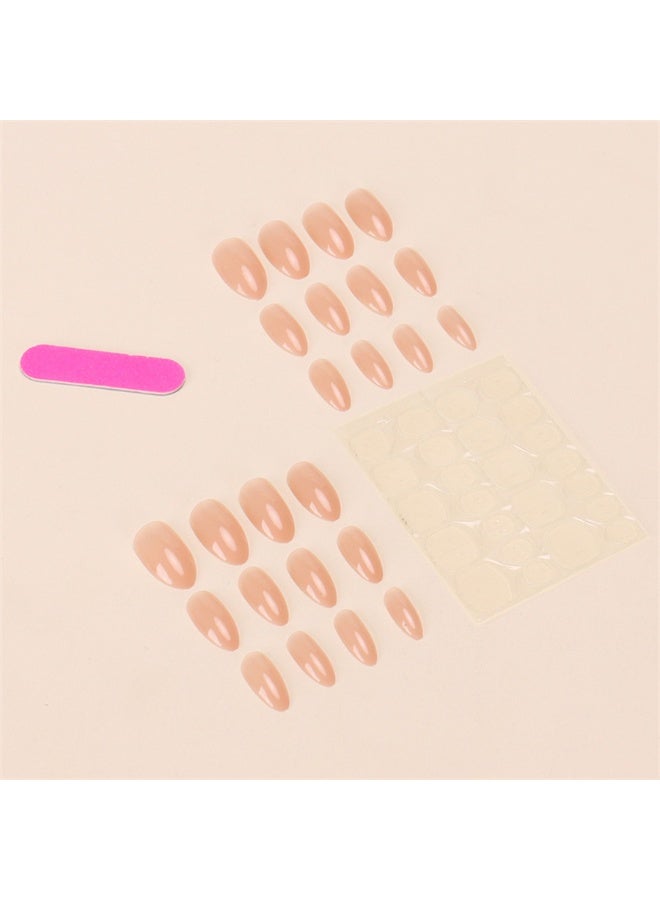 THEMIDI. Press On Nails Almond Shape Nude Pink Glossy Natural Look Artificial Nails Set Full Cover Fake Nails Reusable Stick On Nails Acrylic Nails Kit Soft Gel Nails Elegant Minimalist Nails for Women Daily Wear Office Wedding Party Fashion Nails Salon Style Long Lasting Nails with Nail File & Jelly Glue - Image 5