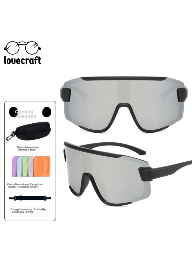 LOVECRAFT Lovecraft Cycling Glasses 1622-black Frame With Silver Lenses, Unisex Sunglasses For Bicycle, Uv Protection, Wind And Sand Protection, Specially Designed For Running  - Image 5