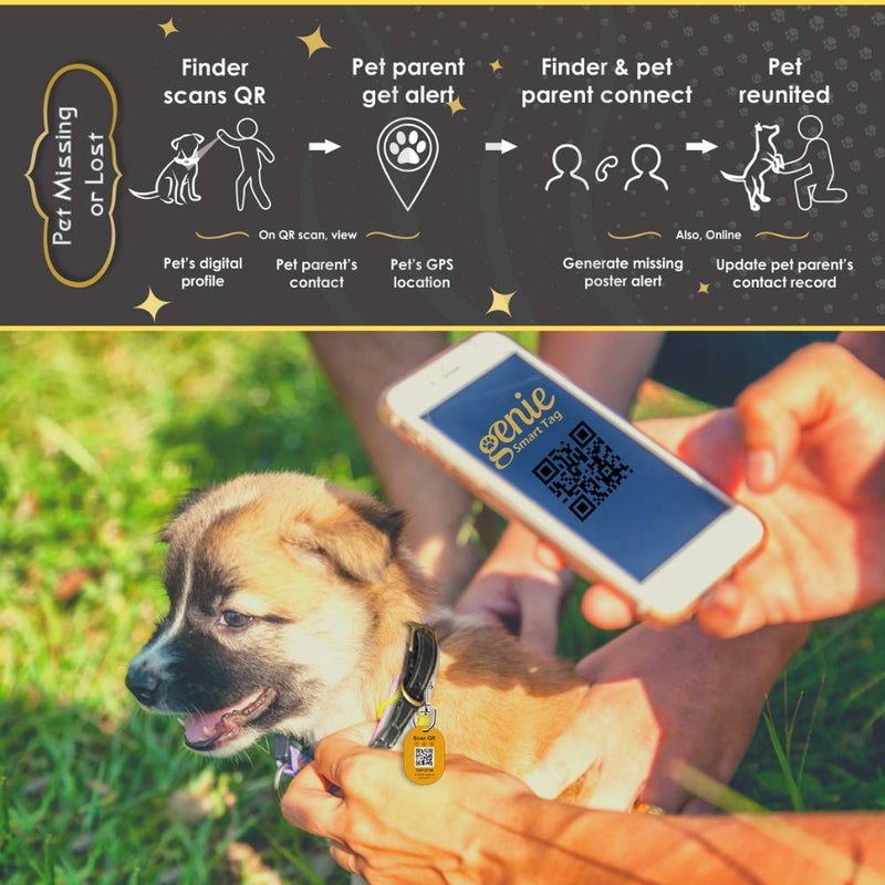 tag8 - Compact Genie Smart Pet Tag, Dog and Cat Tag with QR Code for Global Tracking Location System, Alternative to GPS Tracker, Tags with Alerts for Vaccination, Pack 2 - Image 4