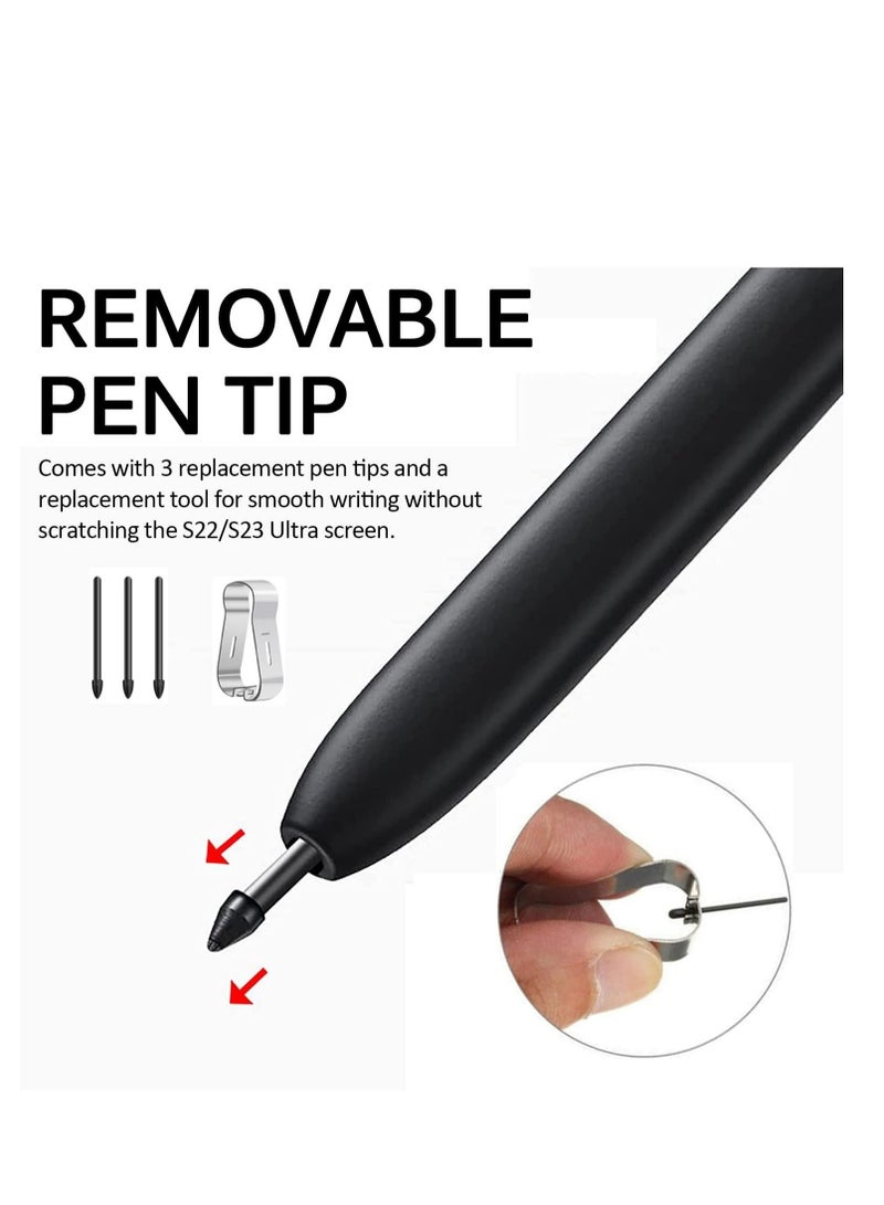 قلم S Pen لهاتف Samsung Galaxy S23/S22 Ultra، قلم S Pen عالي الحساسية لهاتف S23/S22 Ultra، مع 3 أطراف، بدون بلوتوث، قلم S Pen بديل لهاتف Galaxy S23-22 Ultra (أبيض) - Image 4