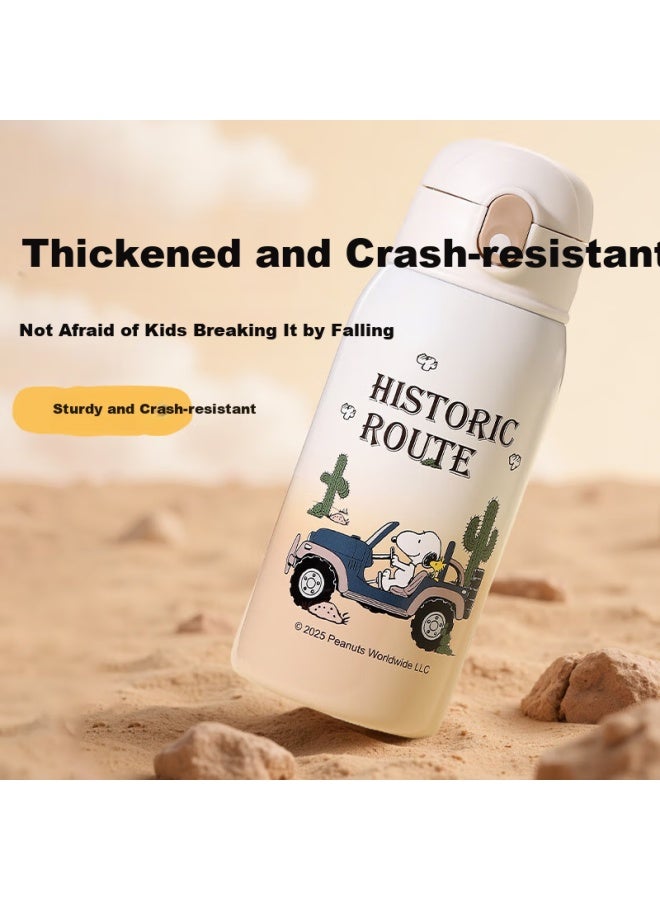 Snoopy Children'S Insulated Cup With Straw Large Capacity 316 Stainless Steel Double Lid Water Bottle For Boys And Girls Elementary School Students Drinking Cup Black - Image 4