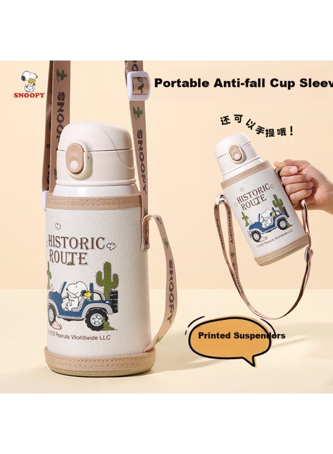 Snoopy Children'S Insulated Cup With Straw Large Capacity 316 Stainless Steel Double Lid Water Bottle For Boys And Girls Elementary School Students Drinking Cup Black - Image 5