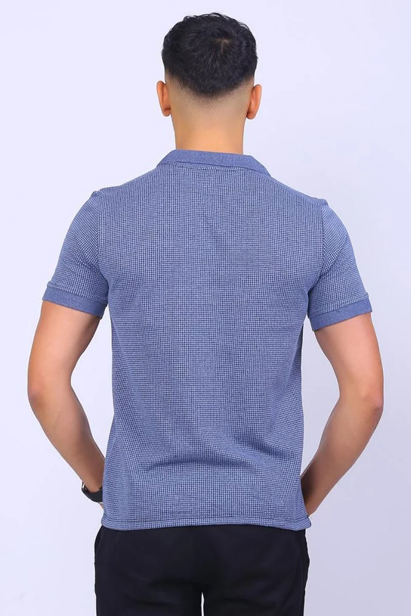 Varetta Men's Blue Regular Cut Polo Neck Men's Knitwear T-Shirt