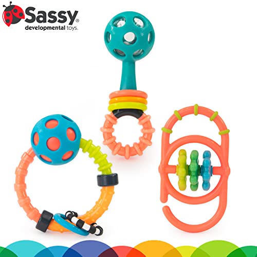 Sassy My First Rattles Newborn Gift Set with 3 Soft and Flexible Rattles, Ages 0+ Months - Image 3