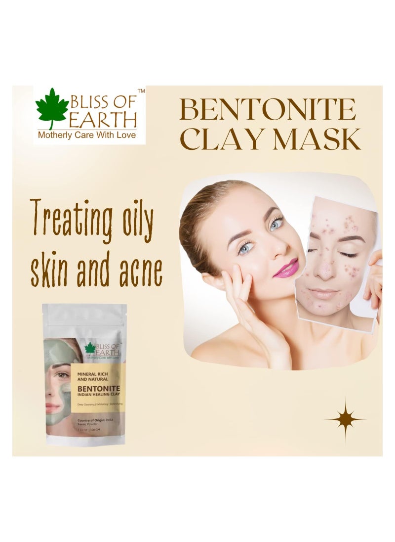BLISS OF EARTH Bliss of Earth 100% Pure Bentonite Clay Powder Natural Detoxifying Healing Facial Mask Pack of 5  - Image 2