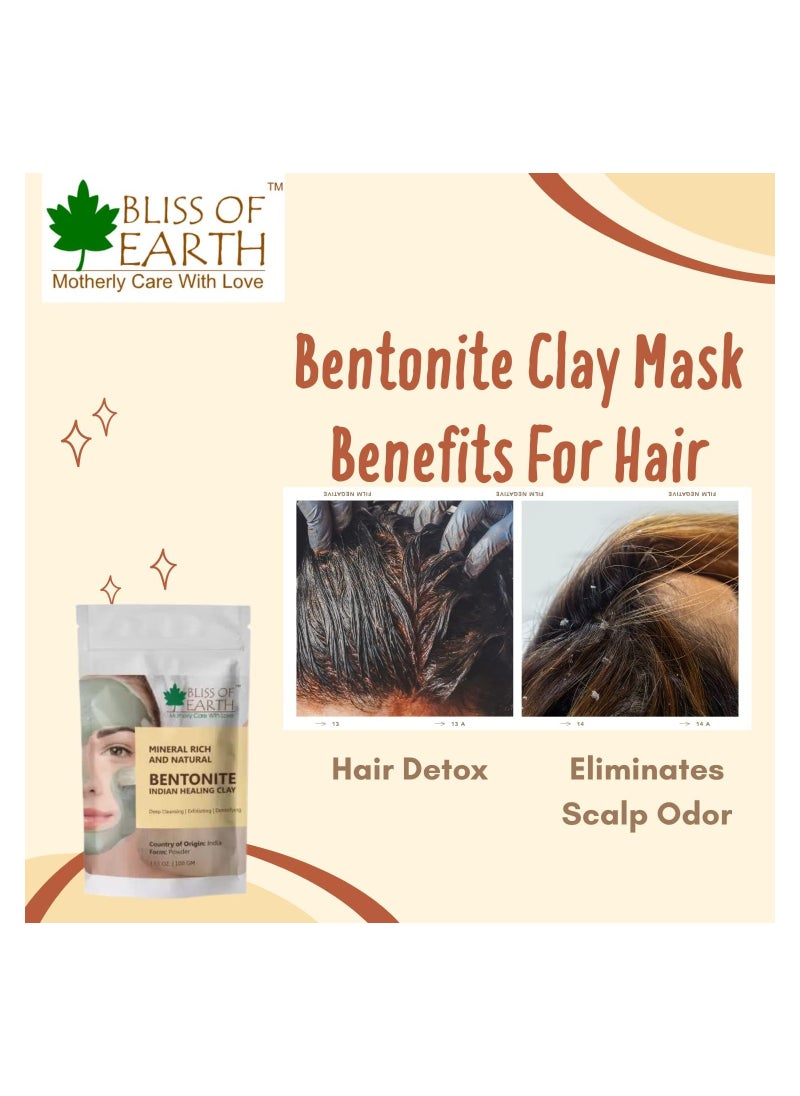 BLISS OF EARTH Bliss of Earth 100% Pure Bentonite Clay Powder Natural Detoxifying Healing Facial Mask Pack of 5  - Image 5