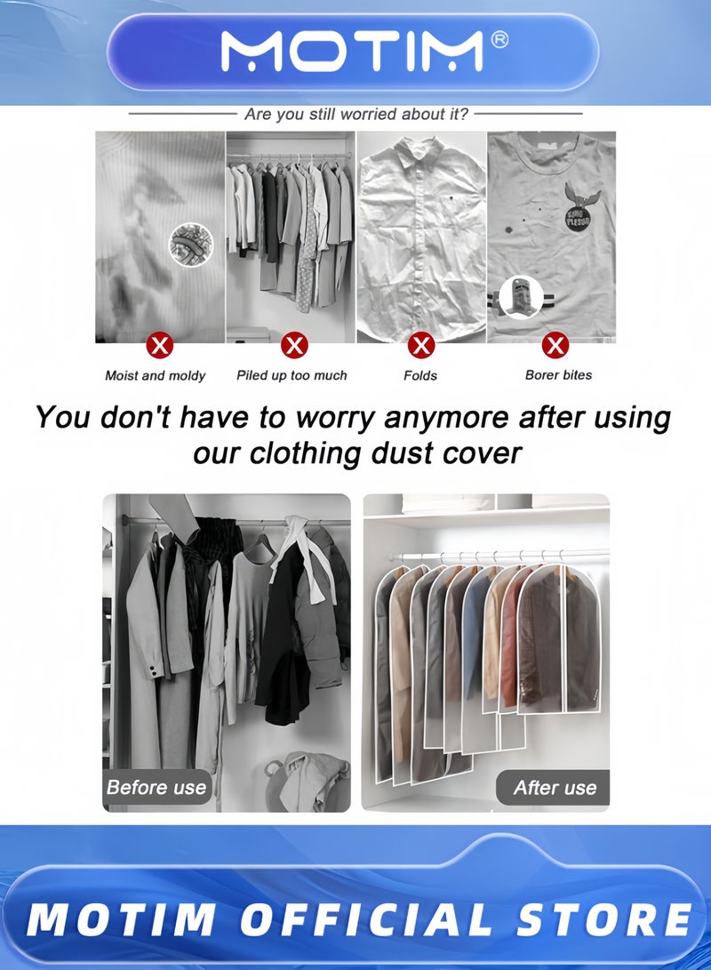 Motim 20PCS Hanging Garment Bags Dustproof Clothes Cover with Zipper Long Plastic Clothes Storage Cover Breathable Suit Dust Cover 80-140CM Sealed Clothes Protector for Dress Gowns Coats Sweater  - Image 5