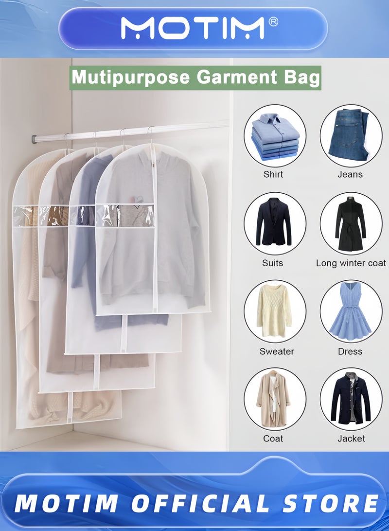 Motim 20PCS Hanging Garment Bags Dustproof Clothes Cover with Zipper Long Plastic Clothes Storage Cover Breathable Suit Dust Cover 80-140CM Sealed Clothes Protector for Dress Gowns Coats Sweater  - Image 2