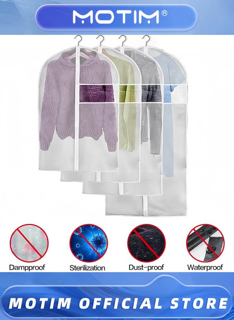 Motim 20PCS Hanging Garment Bags Dustproof Clothes Cover with Zipper Long Plastic Clothes Storage Cover Breathable Suit Dust Cover 80-140CM Sealed Clothes Protector for Dress Gowns Coats Sweater  - Image 4
