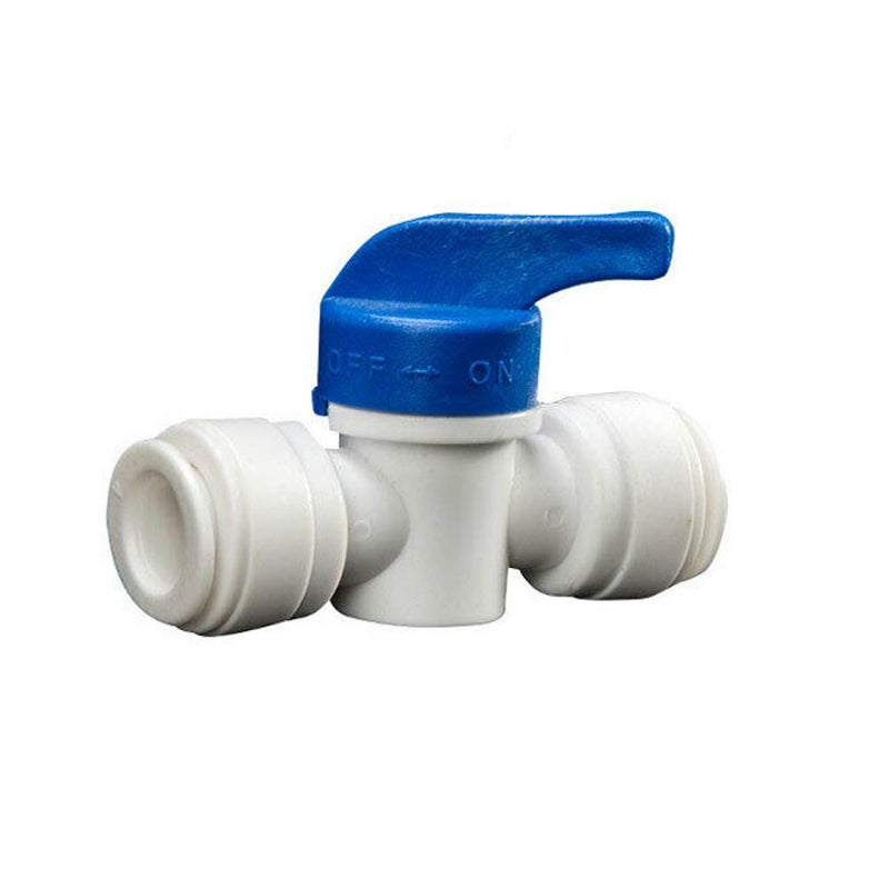 SENRISE Shut-Off Ball Valve, High Pressure Resistant Plastic, for RO Systems, Dispensers, Aquarium (1/4" Tube x 1/4" Tube, White+blue, HA2656B) - Image 1