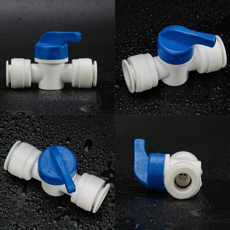 SENRISE Shut-Off Ball Valve, High Pressure Resistant Plastic, for RO Systems, Dispensers, Aquarium (1/4" Tube x 1/4" Tube, White+blue, HA2656B) - Image 2