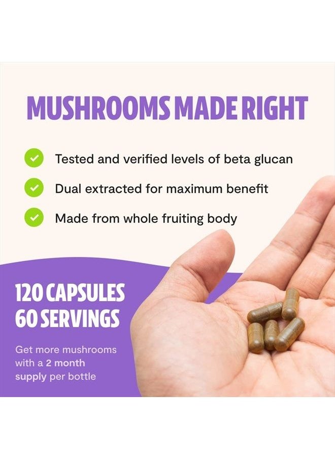 FreshCap Mushrooms - FreshCap Lion's Mane Mushroom Supplement - Cognition, Focus, Mental Clarity - Two Month Supply (120 Capsules) - Organic and Dual Extracted 1000 mg… - Image 1