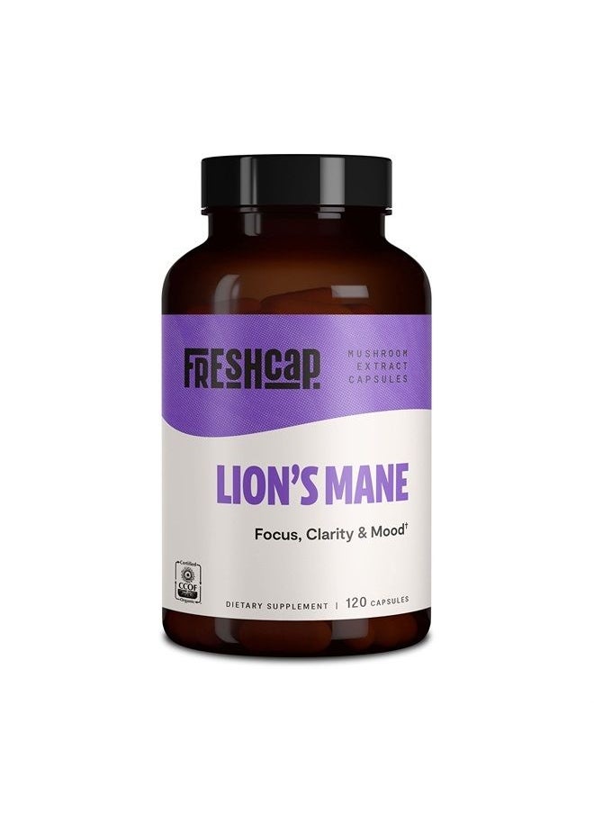 FreshCap Mushrooms - FreshCap Lion's Mane Mushroom Supplement - Cognition, Focus, Mental Clarity - Two Month Supply (120 Capsules) - Organic and Dual Extracted 1000 mg… - Image 1