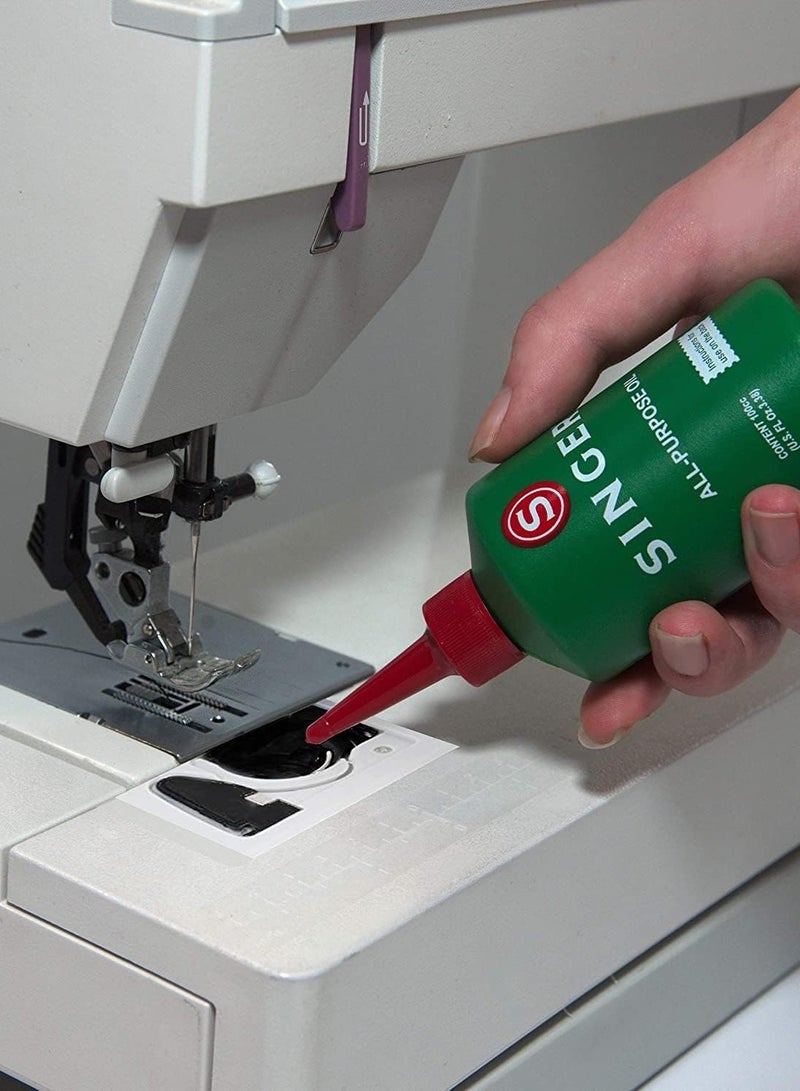 SINGER All Purpose Sewing Machine Oil 3.38 Fl Oz Lubricates, Cleans & Protects Sewing Machines, Scissors & Precision Tools  - Image 2