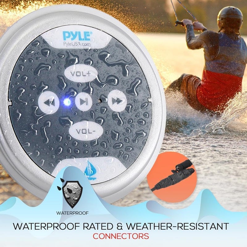 Pyle Waterproof Bluetooth Marine Amplifier Receiver - Weatherproof 2 Channel Wireless Amp for Stereo Speaker with 600 Watt Power, Wired RCA, AUX and MP3 Audio Input Cable, Silver - Image 4