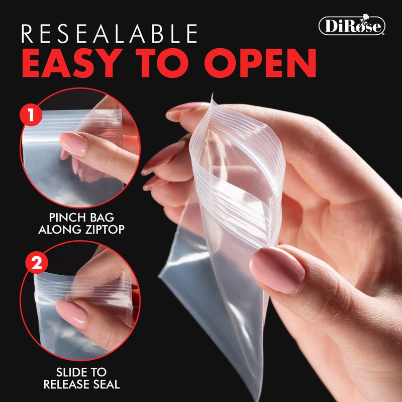 Dirose Reclosable Poly Zip Top Bags - 4"" X 6"" (100 Count)  2 Mil - Plastic Ziplock Bags - Resealable Plastic Bags With Zipper - Clear Baggies For Jewelry  Pills  Candy - Image 5