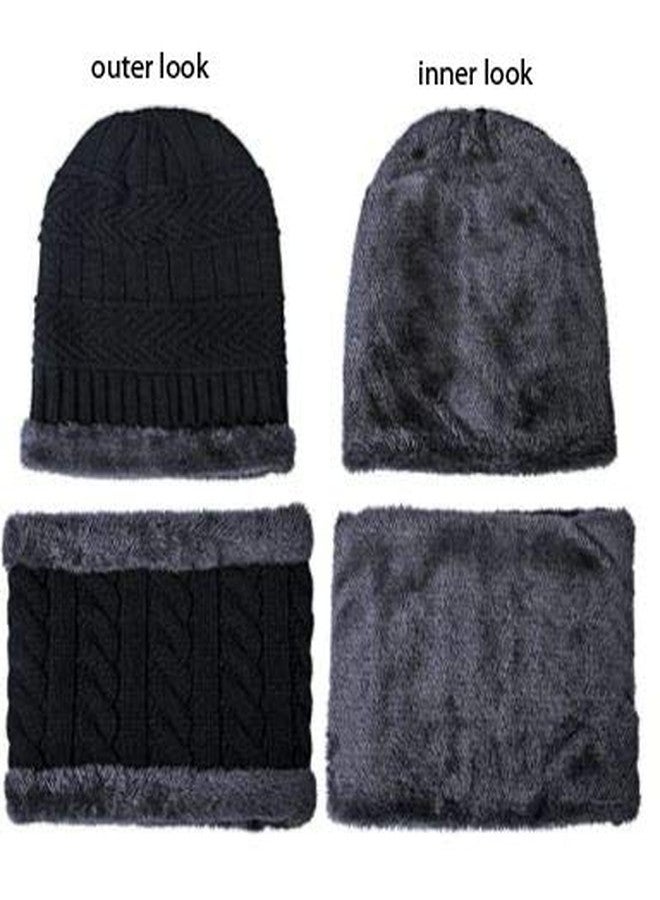 CLOTHERA طقم قبعة شتوية سميكة محبوكة من قطعتين من كلوثيرا للرجال والنساء (بني) - Image 3