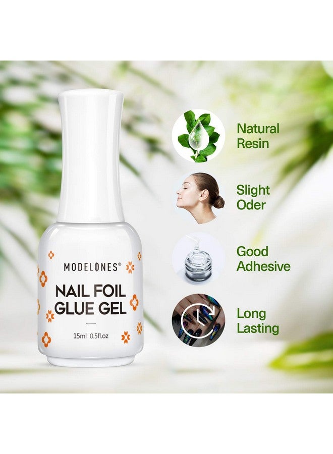 Modelones Foil Glue from BELLE GAGAâ¢ Nail Art for Foil Stickers Nail Transfer Tips Manicure Art DIY 15ML LED Lamp Required Soak Off (pack of 2) - Image 4