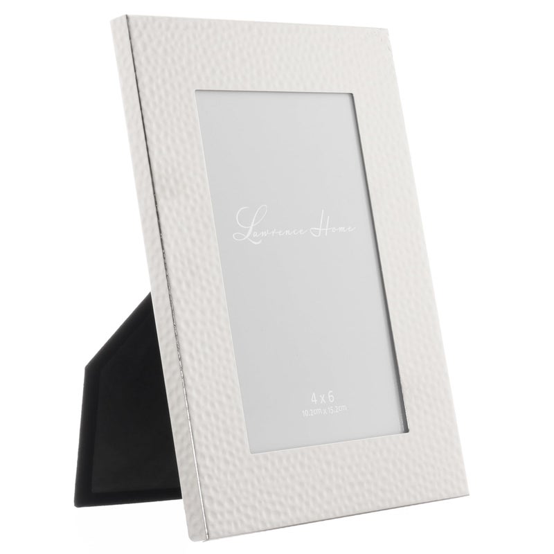 Lawrence Frames Hammered Polished Metal Picture Frame  4x6  Silver - Image 2