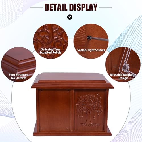 Niyanghome Double Urn for 2 Adults, Urns for Ashes for Man Women, Tree of Life Cremation Urns for Human Ashes Two Person Adult Female Male, Wooden Companion Urns Large Box Holds 4 x 6 inch Photo - Image 5