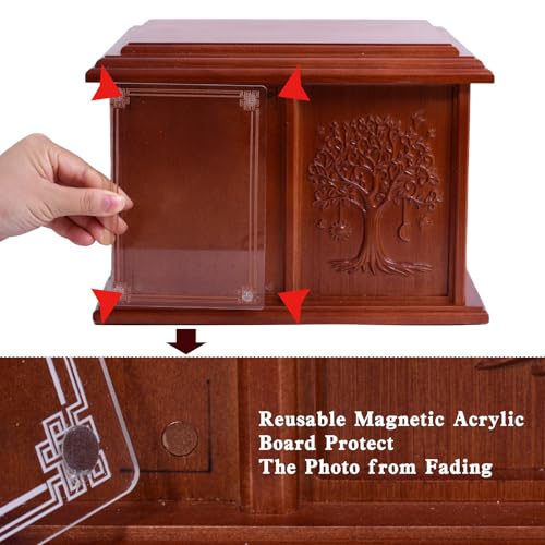 Niyanghome Double Urn for 2 Adults, Urns for Ashes for Man Women, Tree of Life Cremation Urns for Human Ashes Two Person Adult Female Male, Wooden Companion Urns Large Box Holds 4 x 6 inch Photo - Image 2