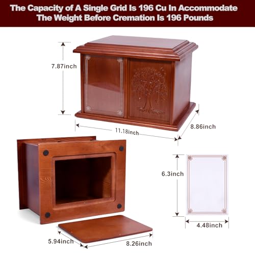 Niyanghome Double Urn for 2 Adults, Urns for Ashes for Man Women, Tree of Life Cremation Urns for Human Ashes Two Person Adult Female Male, Wooden Companion Urns Large Box Holds 4 x 6 inch Photo - Image 3