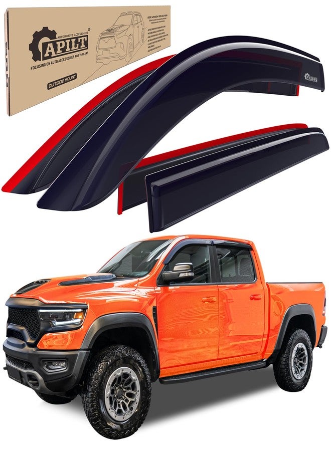 APILT Srevor Side Window Deflectors Vent Visors Rain Guards 4-Piece Set for 2019-2021 Dodge RAM 1500,2500 & 3500 Crew & Mega Cab - Image 1