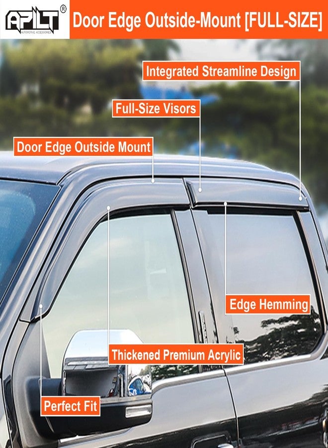 APILT Srevor Side Window Deflectors Vent Visors Rain Guards 4-Piece Set for 2019-2021 Dodge RAM 1500,2500 & 3500 Crew & Mega Cab - Image 4