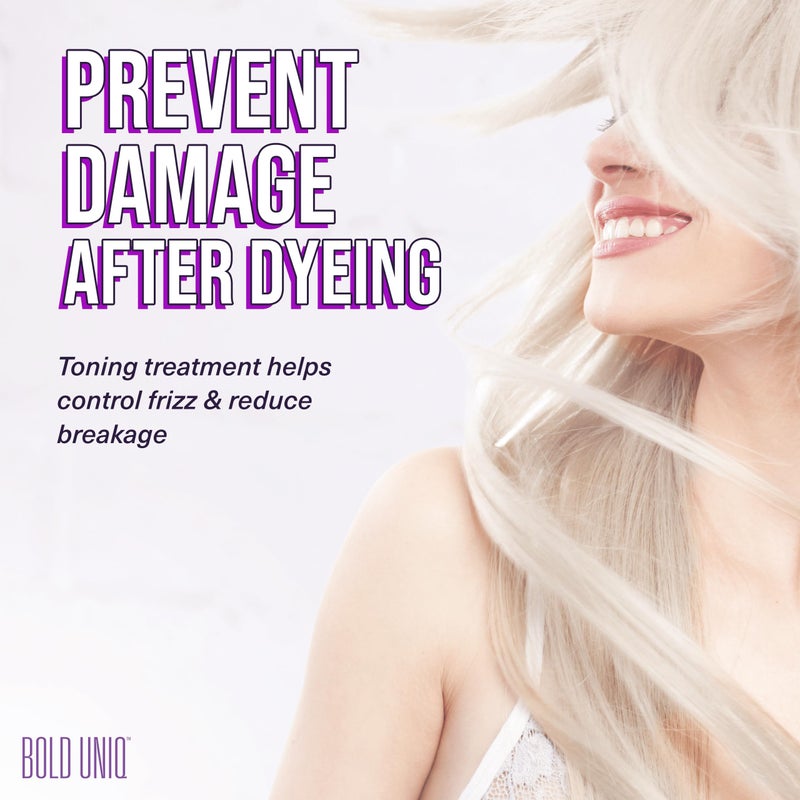 Bold Uniq Purple Hair Mask - Toner For Blonde, Platinum, Bleached, Silver, Gray, Ash & Brassy Hair - Remove Yellow Tones & Condition Dry, Damaged Hair - Cruelty Free & Vegan - 6.76oz - Image 5