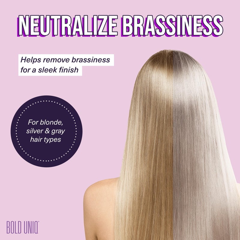 Bold Uniq Purple Hair Mask - Toner For Blonde, Platinum, Bleached, Silver, Gray, Ash & Brassy Hair - Remove Yellow Tones & Condition Dry, Damaged Hair - Cruelty Free & Vegan - 6.76oz - Image 3