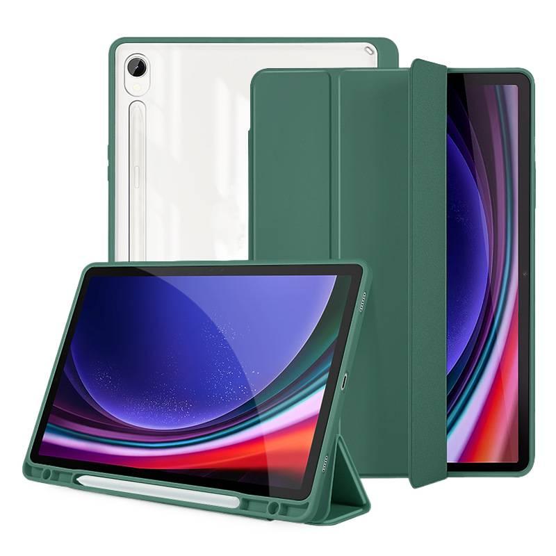 DGG Green Samsung Tab Clear Back Case Compatible with Multiple Samsung Tab Models with Pencil Holder with Protective Cover Stand Function and Daily Tablet Carry - Image 1