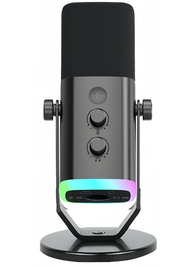 TANGBLIB USB/XLR Dynamic Microphone for Podcast Recording, PC Computer Gaming Streaming Mic with RGB Light, Mute Button, Headphones Jack, Desktop Stand, Vocal Mic for Singing YouTube-AmpliGame AM8 - Image 1