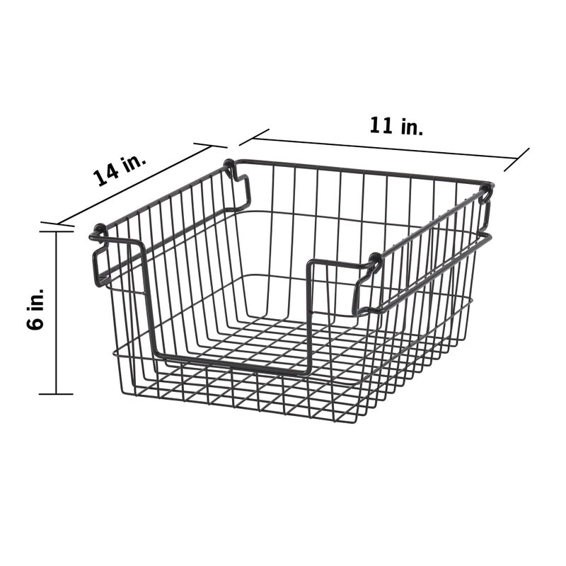 TRINITY 2-Pack Stackable Metal Wire Storage Baskets With Handles, Black, 11 Inches - Image 5