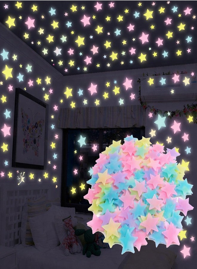 YTM Multicolor Glow in the Dark Stars Wall Stickers 100 Pcs | Fluorescent Night Glow Wall Ceiling Stars | Kids Room Teen Room Home Decor | Non-Toxic Eco-Friendly | Peel Stick Room Decor - Image 1