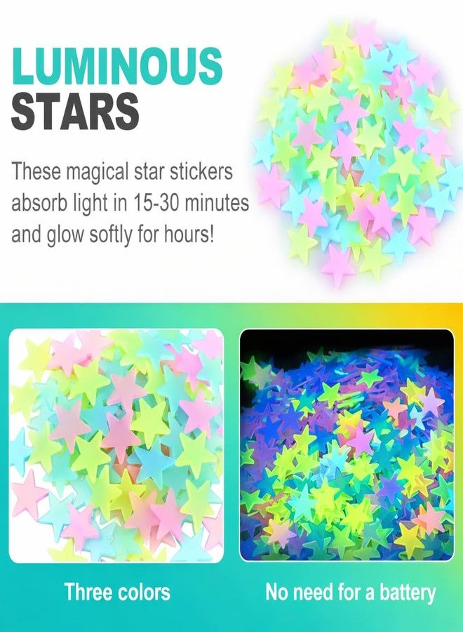 YTM Multicolor Glow in the Dark Stars Wall Stickers 100 Pcs | Fluorescent Night Glow Wall Ceiling Stars | Kids Room Teen Room Home Decor | Non-Toxic Eco-Friendly | Peel Stick Room Decor - Image 2