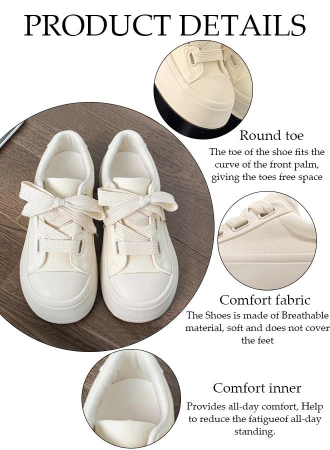DUNISO Women's Platform Sneakers Low Top Walking Shoes for Lady Comfortable Lace Up Fashion Casual Canvas Shoes for Indoor Outdoor Travel Work - Image 5