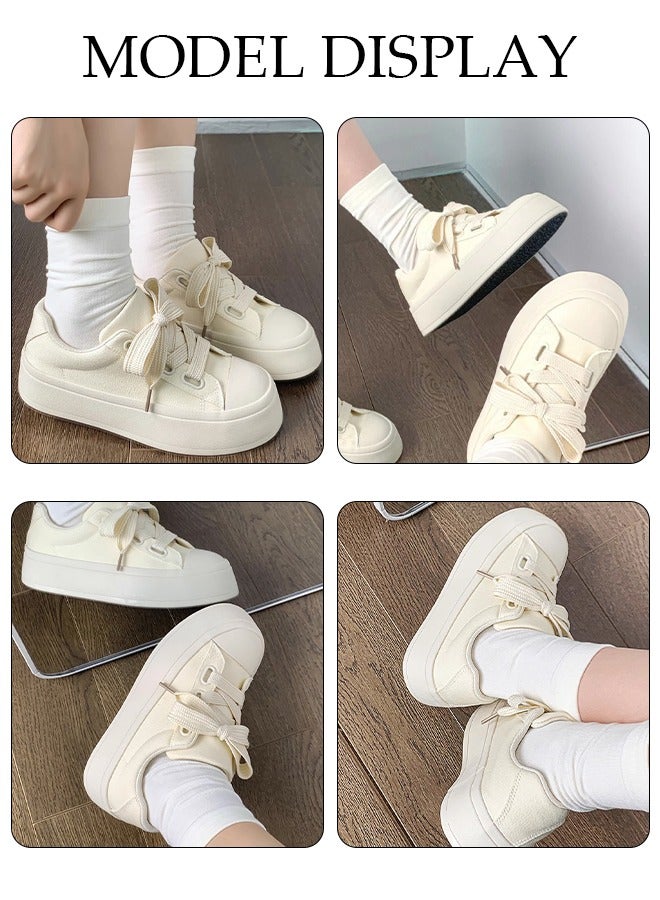 DUNISO Women's Platform Sneakers Low Top Walking Shoes for Lady Comfortable Lace Up Fashion Casual Canvas Shoes for Indoor Outdoor Travel Work - Image 4