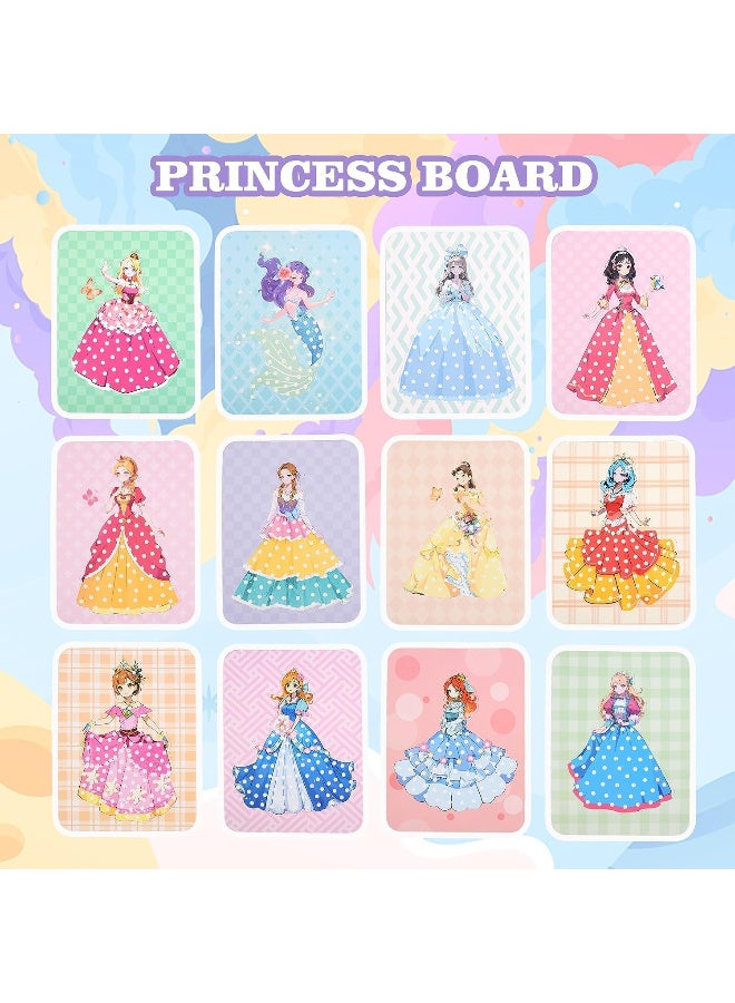 TFIXOL Arts and Crafts Kits for Girls,Creative Puzzle Puncture Painting DIY Poking and Painting Craft Kit,12 Sheets DIY Princesses Puncture Painting Board Poke Craft Kit Gifts for Age 3+ - Image 2