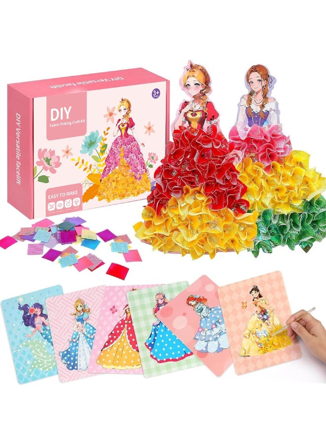 TFIXOL Arts and Crafts Kits for Girls,Creative Puzzle Puncture Painting DIY Poking and Painting Craft Kit,12 Sheets DIY Princesses Puncture Painting Board Poke Craft Kit Gifts for Age 3+ - Image 1