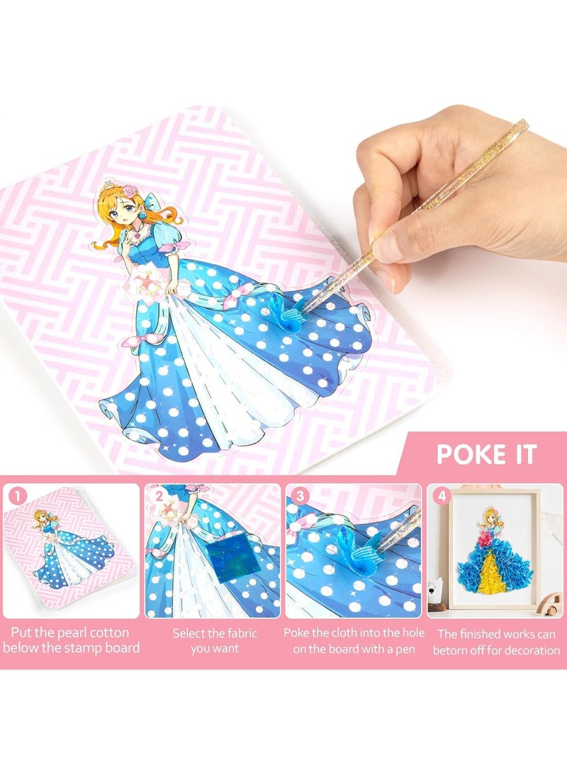 TFIXOL Arts and Crafts Kits for Girls,Creative Puzzle Puncture Painting DIY Poking and Painting Craft Kit,12 Sheets DIY Princesses Puncture Painting Board Poke Craft Kit Gifts for Age 3+ - Image 4