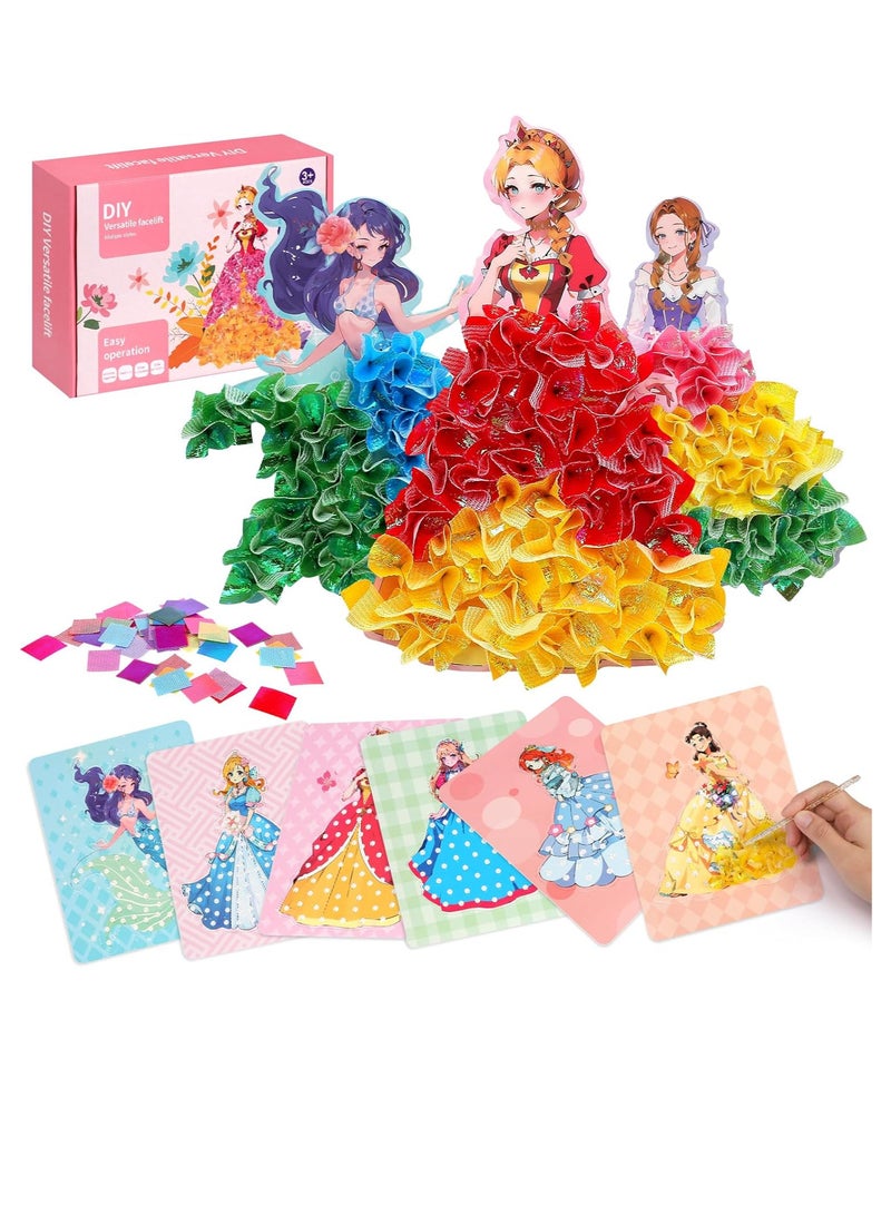 TFIXOL Arts and Crafts Kits for Girls,Creative Puzzle Puncture Painting DIY Poking and Painting Craft Kit,12 Sheets DIY Princesses Puncture Painting Board Poke Craft Kit Gifts for Age 3+ - Image 1