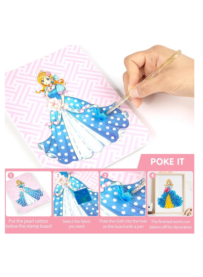 TFIXOL Arts and Crafts Kits for Girls,Creative Puzzle Puncture Painting DIY Poking and Painting Craft Kit,12 Sheets DIY Princesses Puncture Painting Board Poke Craft Kit Gifts for Age 3+ - Image 4