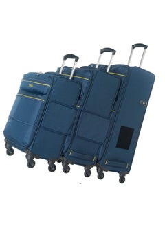 TACH LITE Soft Connectable 3 Piece Luggage Set - 22, 24 & 28 inch Luggage | Carry On, Medium & Large Checked Suitcases | Patented Built-In Connecting System | Navy Blue