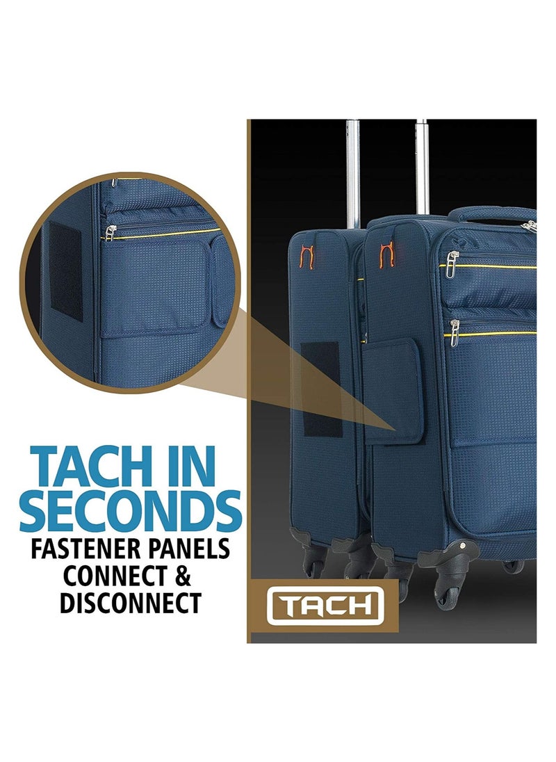 TACH - TACH LITE Soft Connectable 3 Piece Luggage Set - 22, 24 & 28 inch Luggage | Carry On, Medium & Large Checked Suitcases | Patented Built-In Connecting System | Navy Blue - Image 1