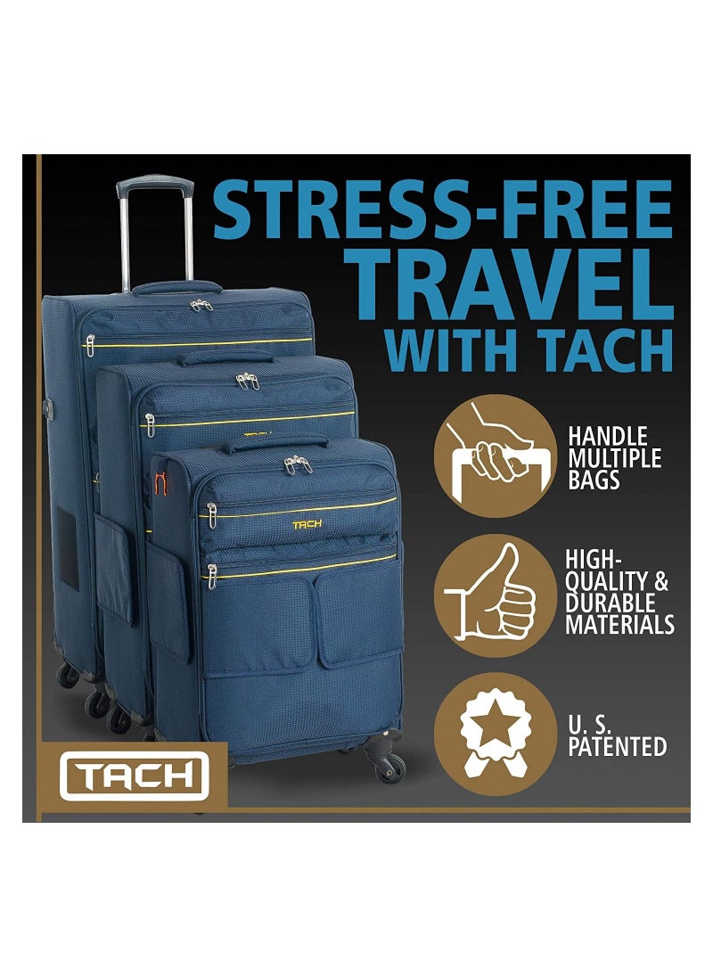 TACH - TACH LITE Soft Connectable 3 Piece Luggage Set - 22, 24 & 28 inch Luggage | Carry On, Medium & Large Checked Suitcases | Patented Built-In Connecting System | Navy Blue - Image 1