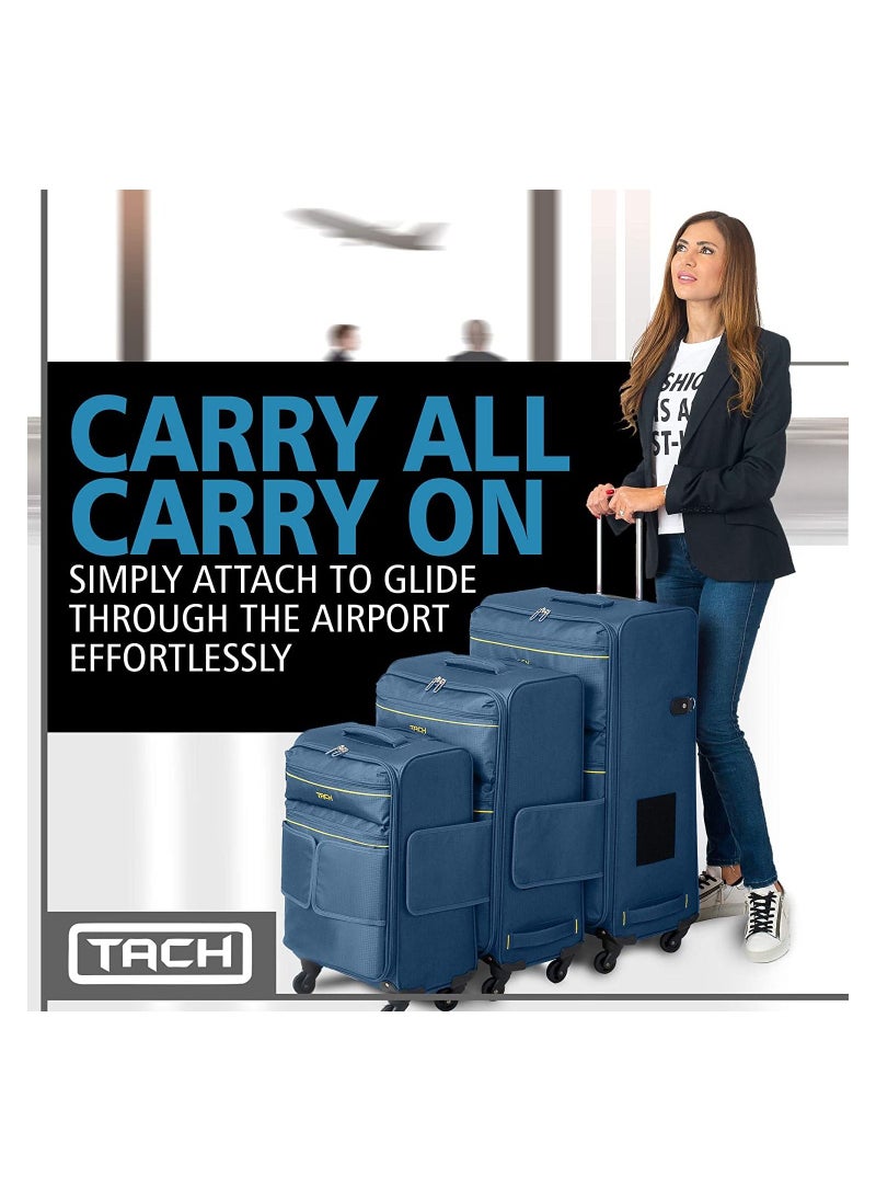 TACH - TACH LITE Soft Connectable 3 Piece Luggage Set - 22, 24 & 28 inch Luggage | Carry On, Medium & Large Checked Suitcases | Patented Built-In Connecting System | Navy Blue - Image 1