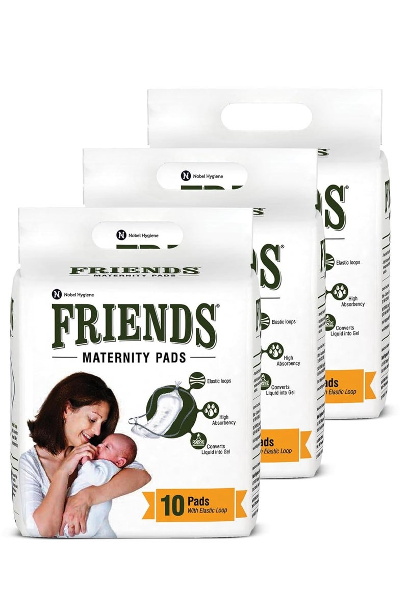 فريندز وسادات الأمومة للاستعمال مرة واحدة من فريندز مع حلقة مرنة للنزيف بعد الحمل - عبوة من 3 - Image 1