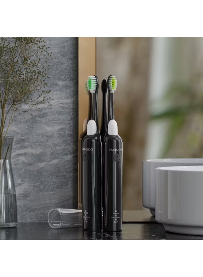 بورودو فرشاة أسنان كهربائية قابلة لإعادة الشحن من بورودو مع وعاء معجون أسنان، وضعان للتنظيف، بطارية 250 مللي أمبير، منفذ شحن USB-C، 8000 حركة/دقيقة، مدة تشغيل تصل إلى 180 يومًا، مقاومة للماء بمعيار IPX7، شحن سريع، تشغيل صامت - أسود - Image 2